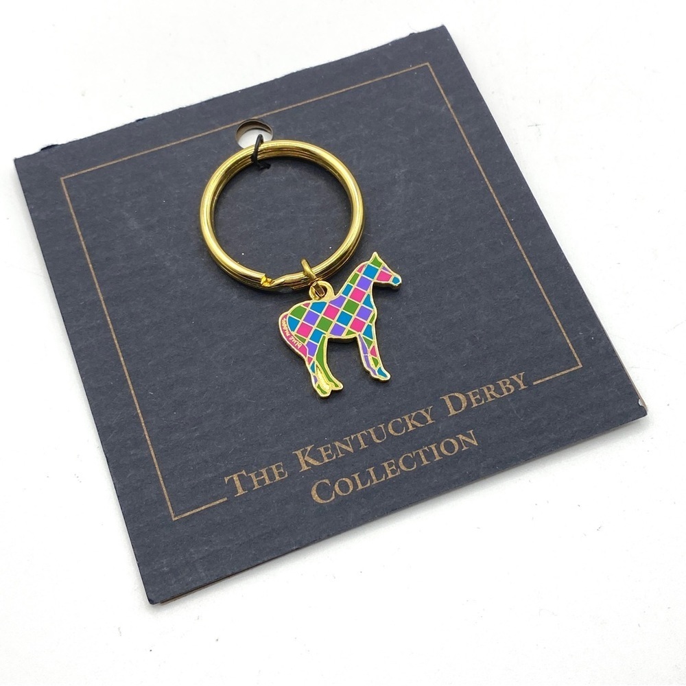 KENTUCKY DERBY COLLECTION Key Chain Goldtone Colorful Horse
